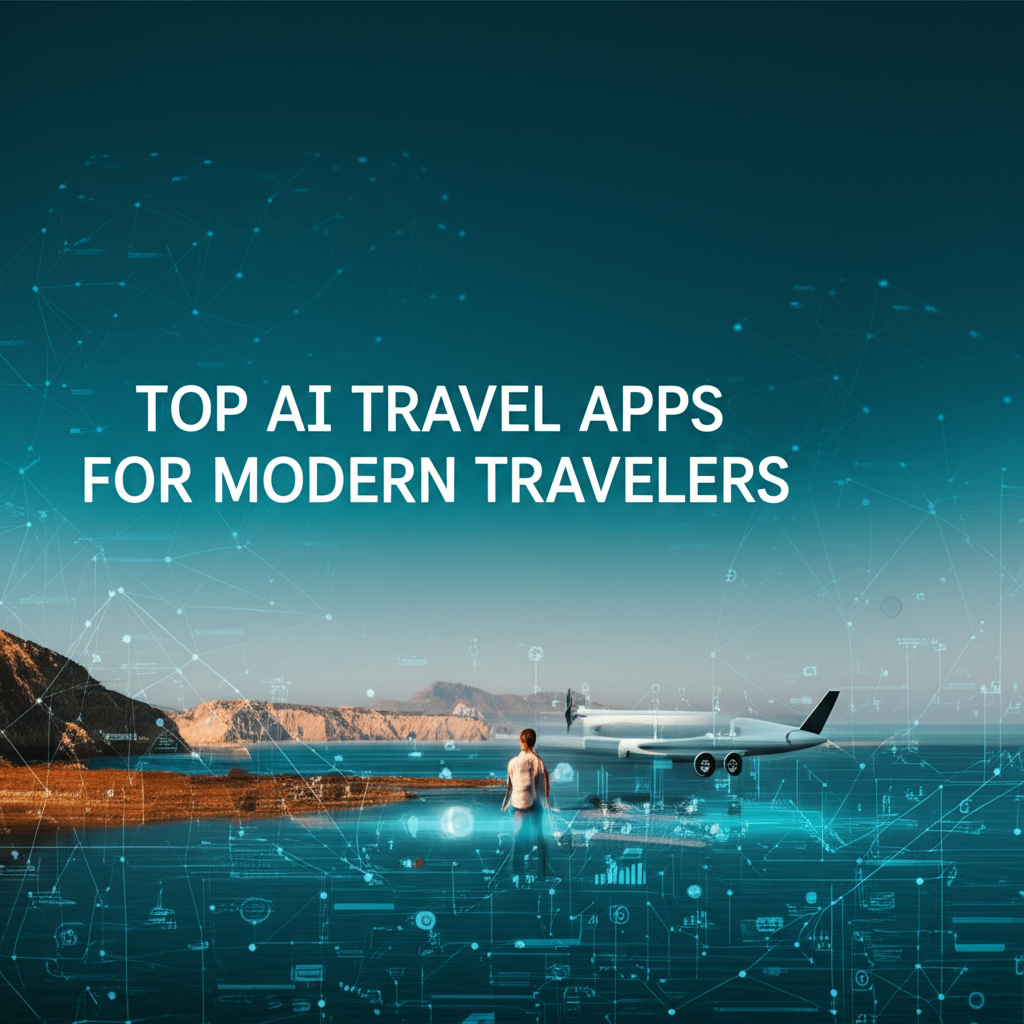 Professional blog header image for article titled: Top AI Travel Apps for Modern Travelers. High quality, relevant imagery, clean composition.