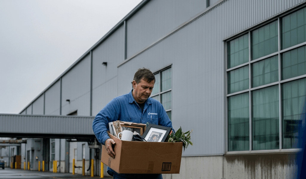 boeing factory worker carrying a box of personal items walki 20260331 131435