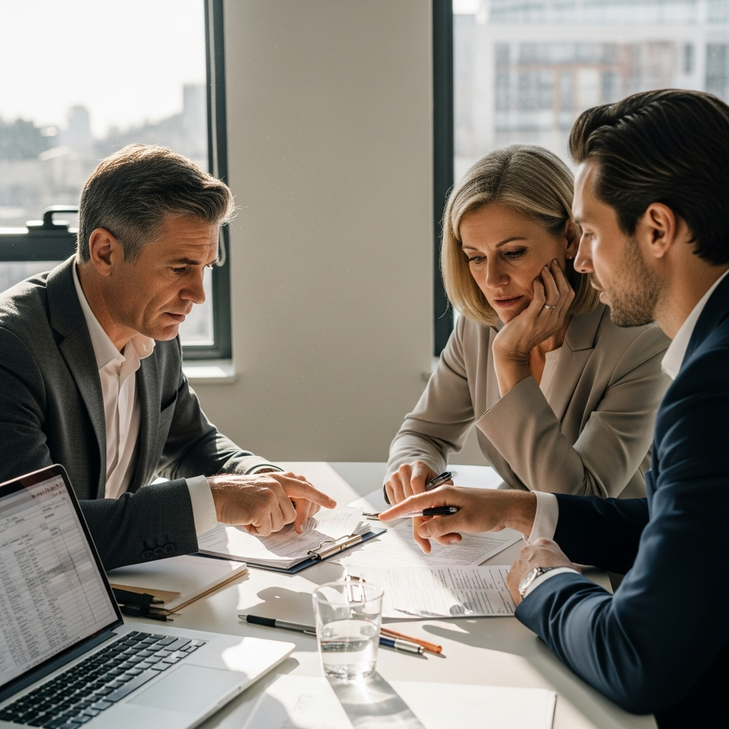 Seattle high-income couple reviewing Washington millionaire tax planning documents with a financial advisor