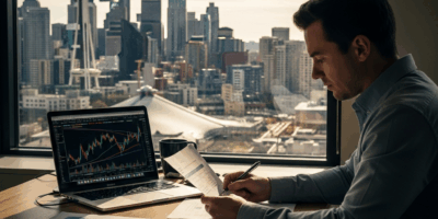 seattle tech worker reviewing financial documents at a moder 20260331 125956